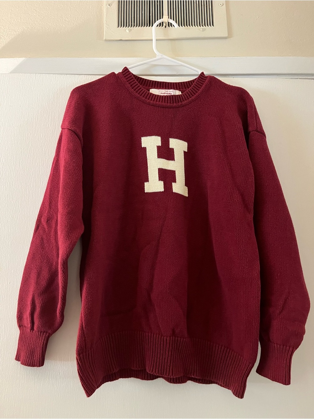 The Harvard Shop Knit H Sweater Maroon Crewneck Varsity Ivy League Preppy
